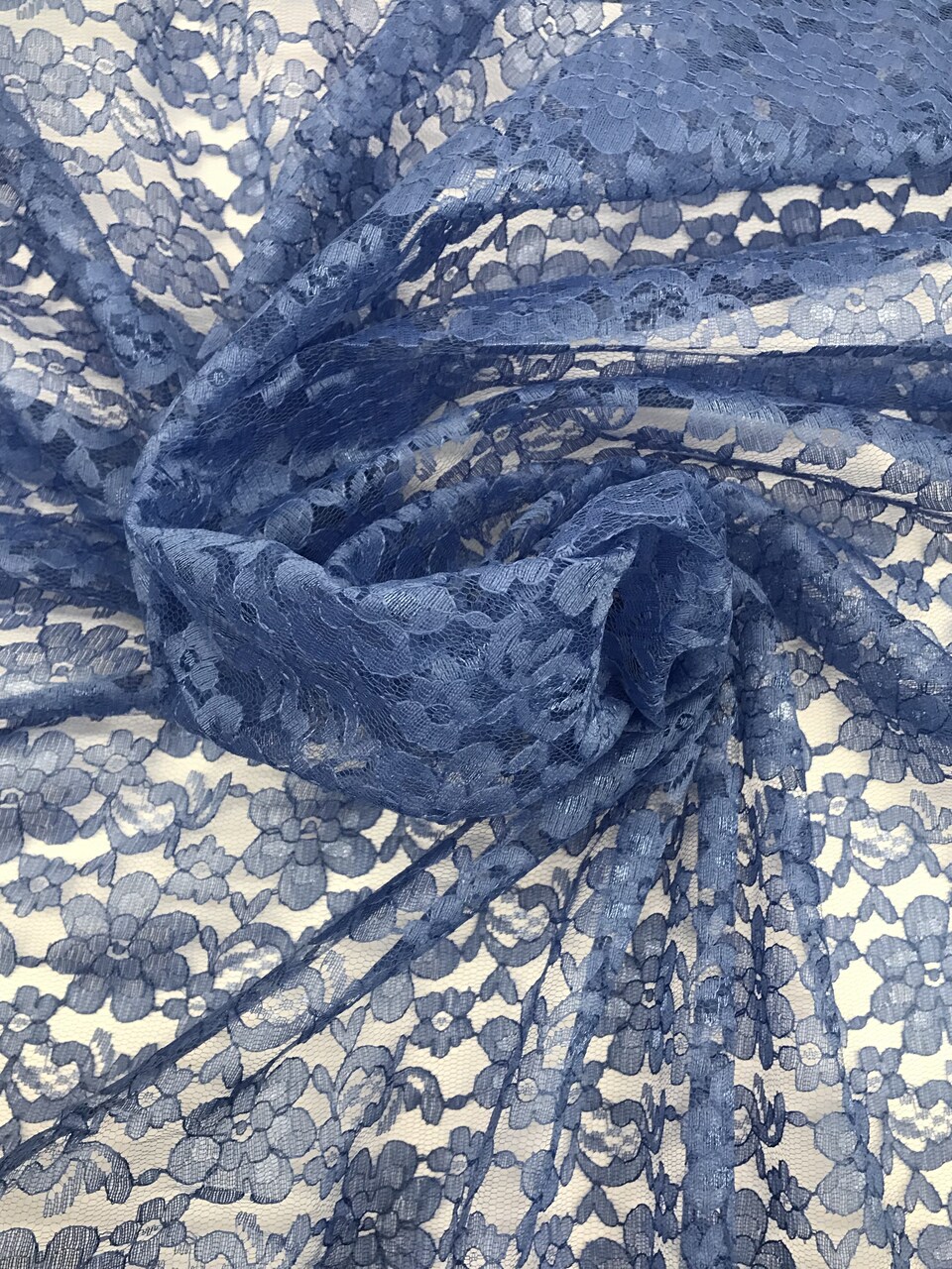 1 Yard Coppen Blue Rachelle Lace Fabric Sheer Floral Mesh for Sewing, Dresses & Decor 58″-60″ Wide